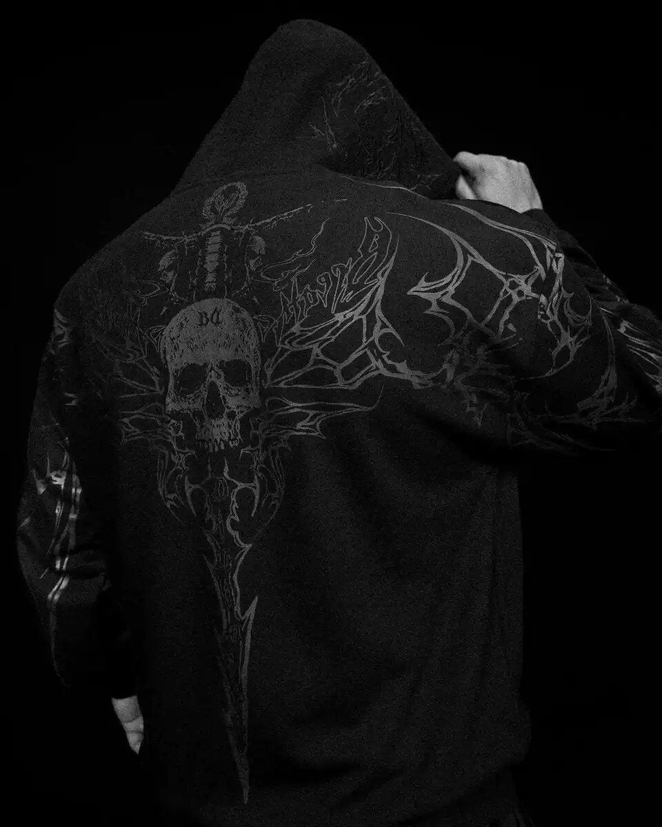 Breathedivinity Dark Gothic Zip-Up Hoodie - 420g French Terry