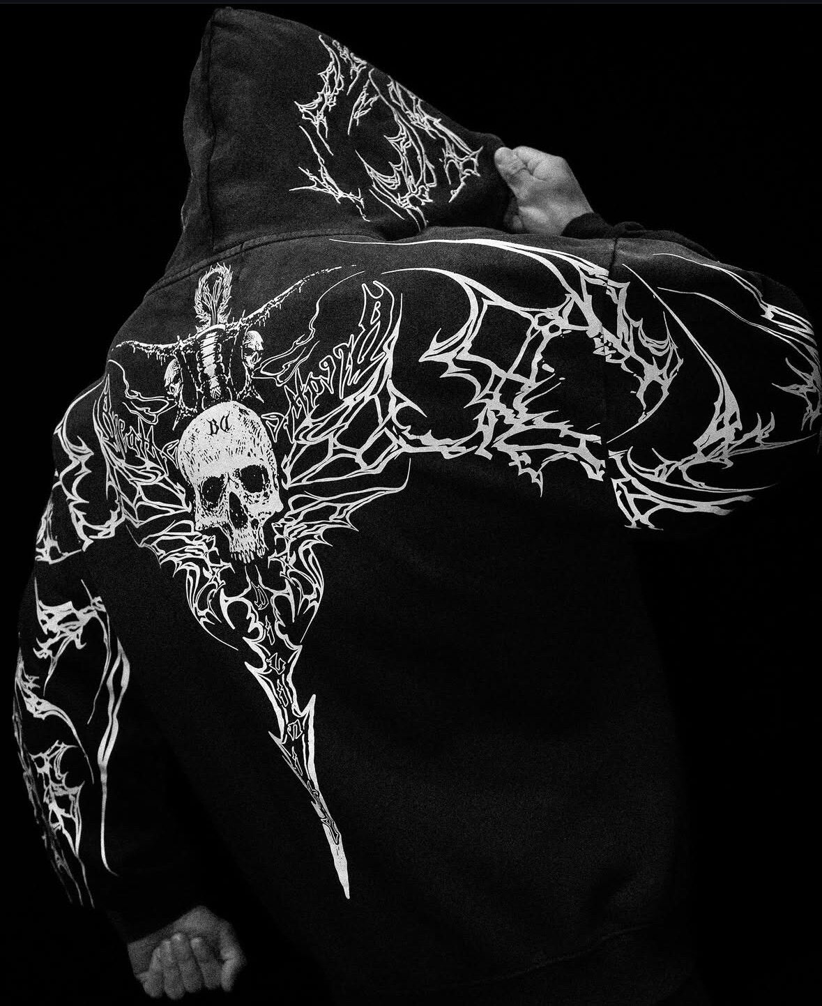 Breathedivinity Dark Gothic Zip-Up Hoodie - 420g French Terry