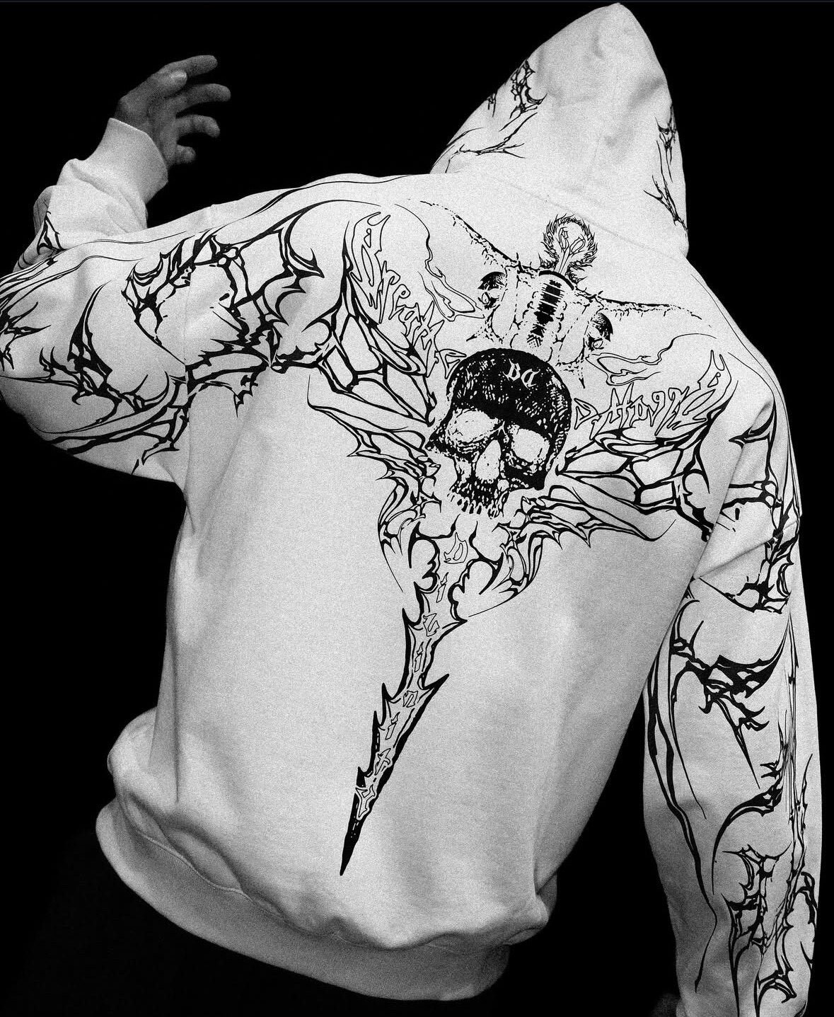 Breathedivinity Dark Gothic Zip-Up Hoodie - 420g French Terry