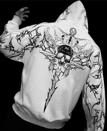 Breathedivinity Dark Gothic Zip-Up Hoodie - 420g French Terry
