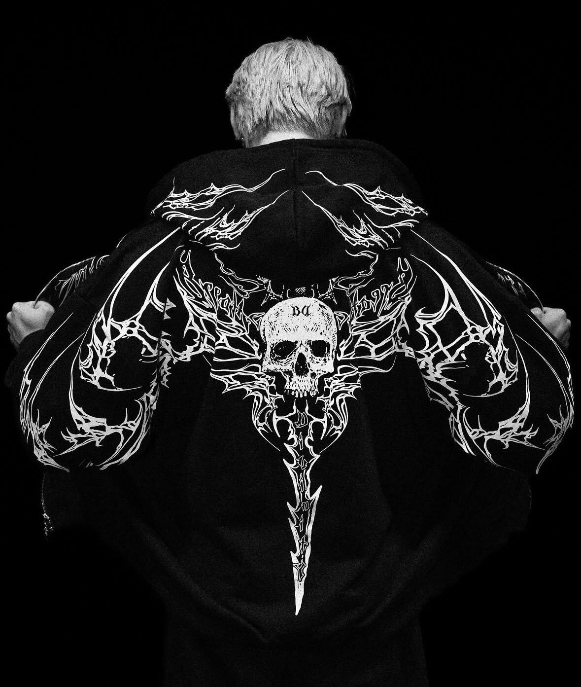 Breathedivinity Dark Gothic Zip-Up Hoodie - 420g French Terry