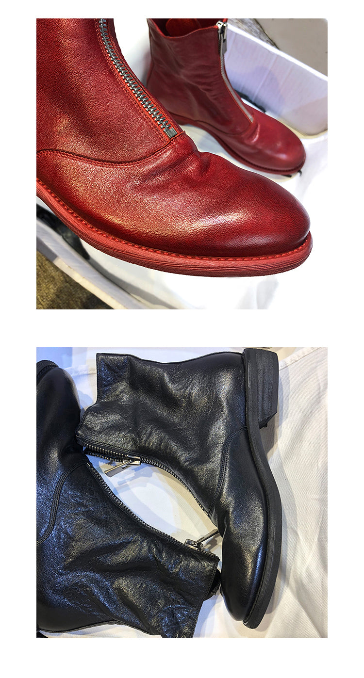 310 Horse Leather Origin Guidi Front Zip Ankle Boots – Short Boots for Women