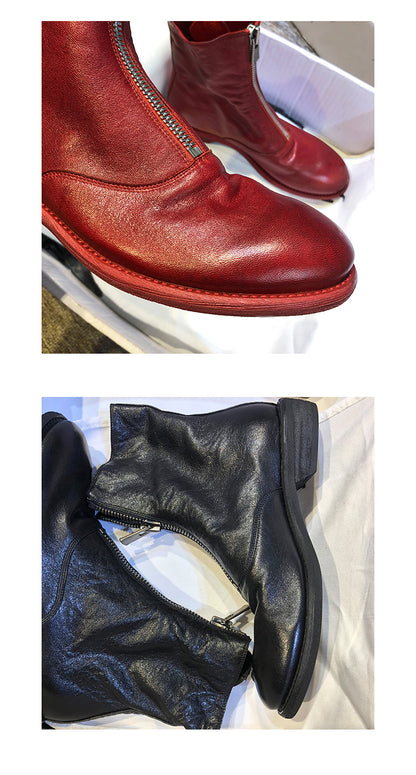 310 Horse Leather Origin Guidi Front Zip Ankle Boots – Short Boots for Women