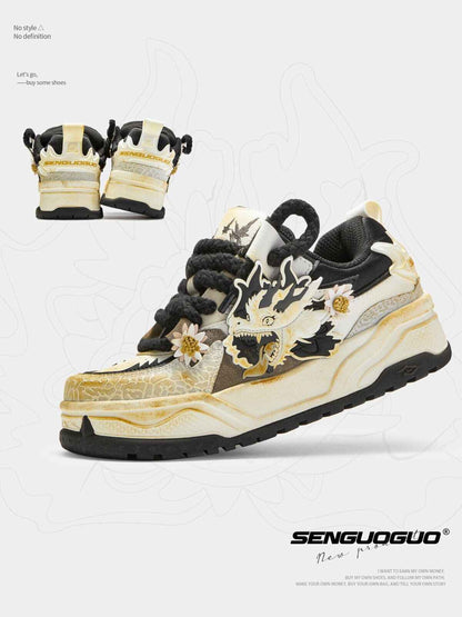 Dragon New Year Edition Men’s Shoes 2024 Vintage Distressed Thick Sole Sneakers - Size avaliable 35~45