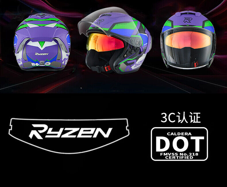Evangelion Unit-01 Style Bluetooth Helmet - DOT Certified Dual Visor