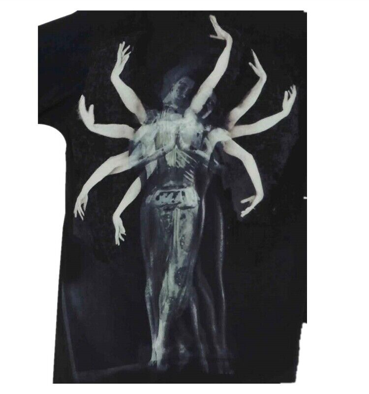 Yohji Yamamoto 23ss Asura Unisex Overlape Print Top Black Long Loose Shirt