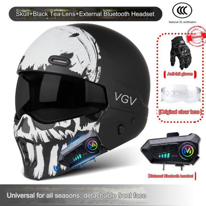 Battle Scorpion Motorcycle Full Face Helmet Harley Cruiser Bike Class A 3C DOT - Bluetooth External