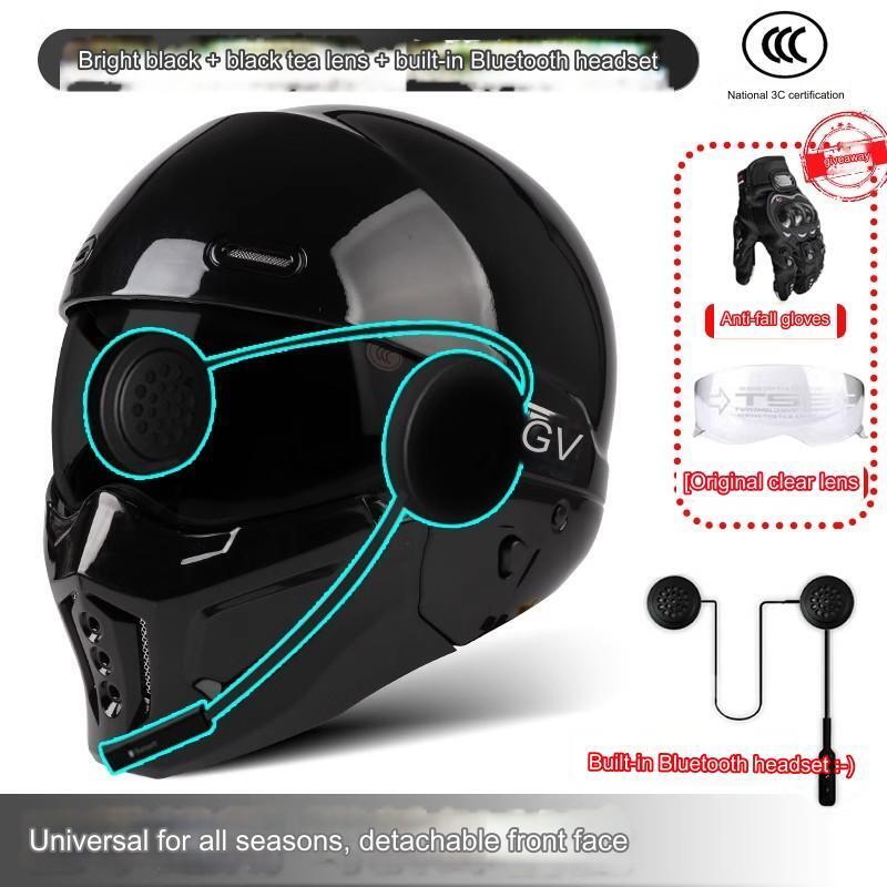Battle Scorpion Motorcycle Full Face Helmet Harley Cruiser Bike Class A 3C DOT - Bluetooth