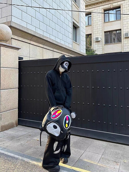 Online Love Master Original Dropout Bear Black PU Leather Backpack - Follow for more style