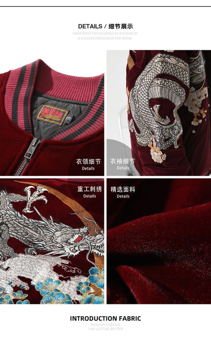 24SS NewYear Dragon Embroidered Heavyweight Dragon Streetwear/ Baseball Jacket