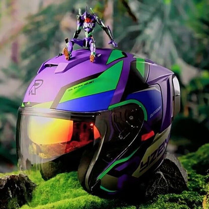 Evangelion Unit-01 Style Bluetooth Helmet - DOT Certified Dual Visor