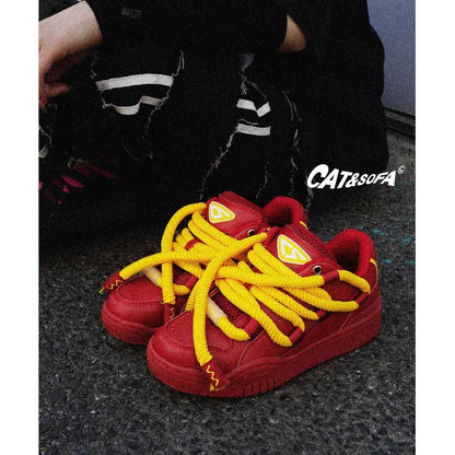 Cat &Sofa: Dirty Braids/Rotten Tomato Bread Shoes Skateboard Sporty Sneakers - Size avaliable 35~45
