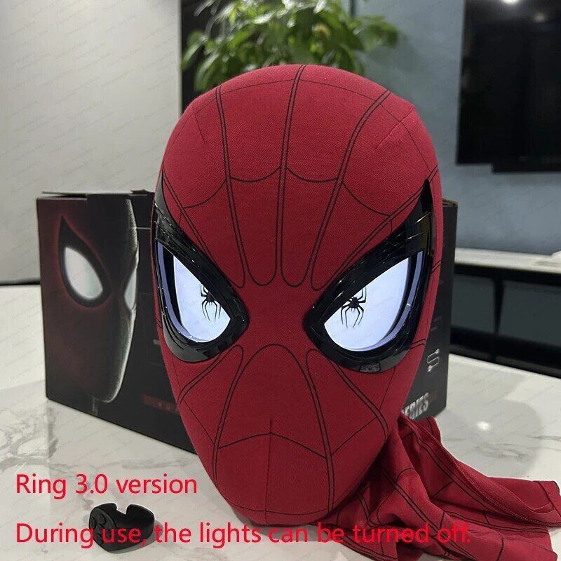Manual/Electronic Spider-Man Headgear Moving Eyes:Play Face Mask Gift Cosplay - Glowing X Ring