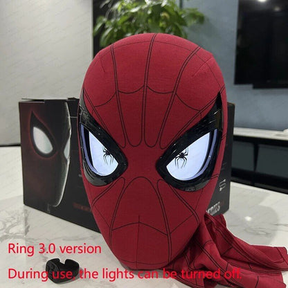 Manual/Electronic Spider-Man Headgear Moving Eyes:Play Face Mask Gift Cosplay - Glowing X Ring