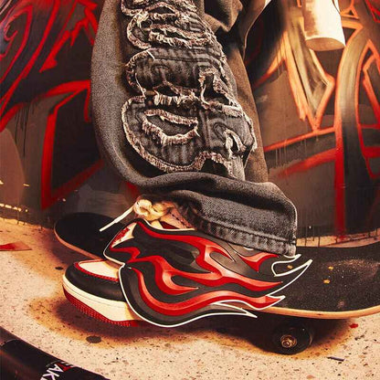 DICETINY × OLD ORDER Flame Patch Skate Shoes/Unisex Retro Thick-Soled Sneaker - Size avaliable 36~46