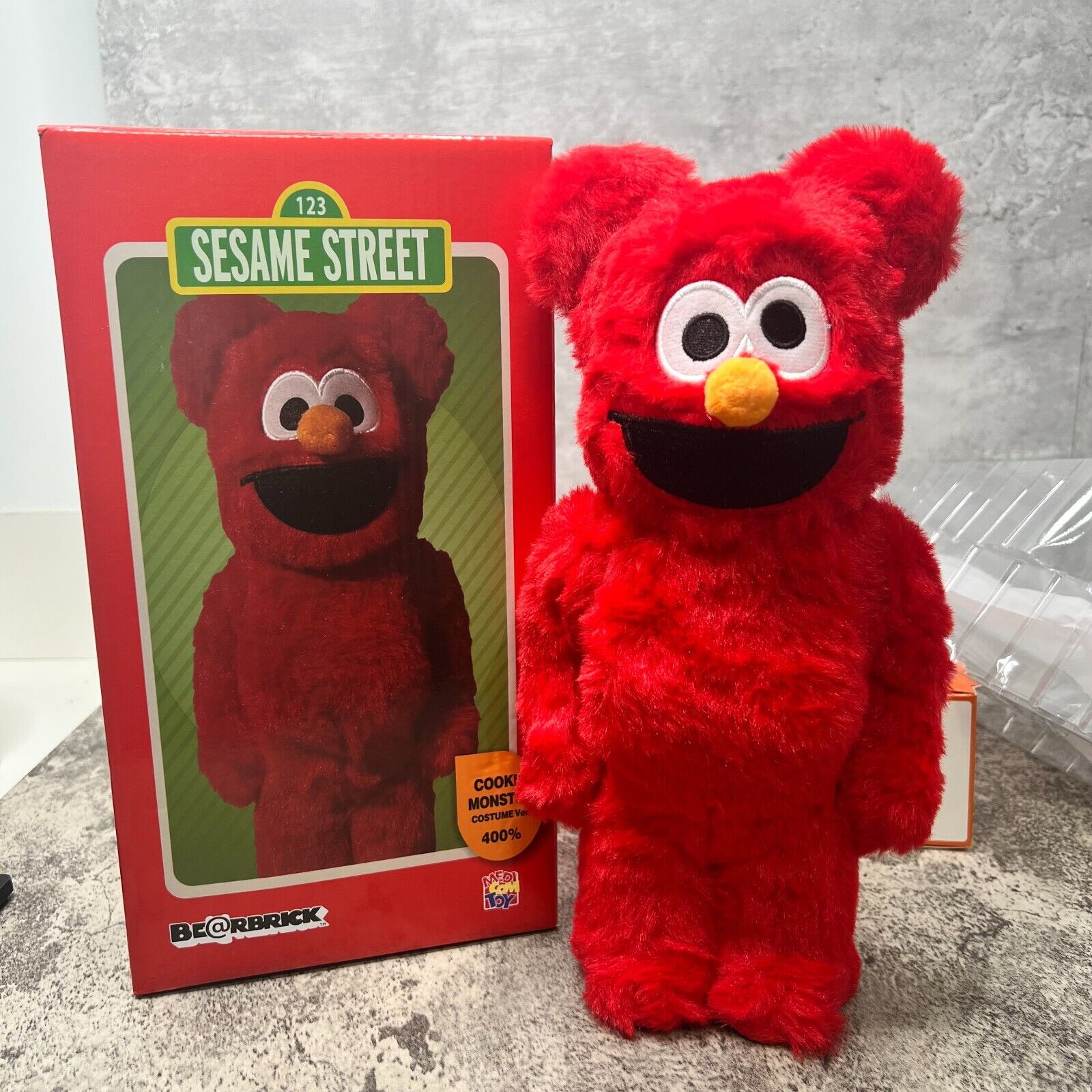 BE@RBRICK 400% KAWS Sesame Street Furry Building Block Violent Bear Figure Gift - Furry KAWS