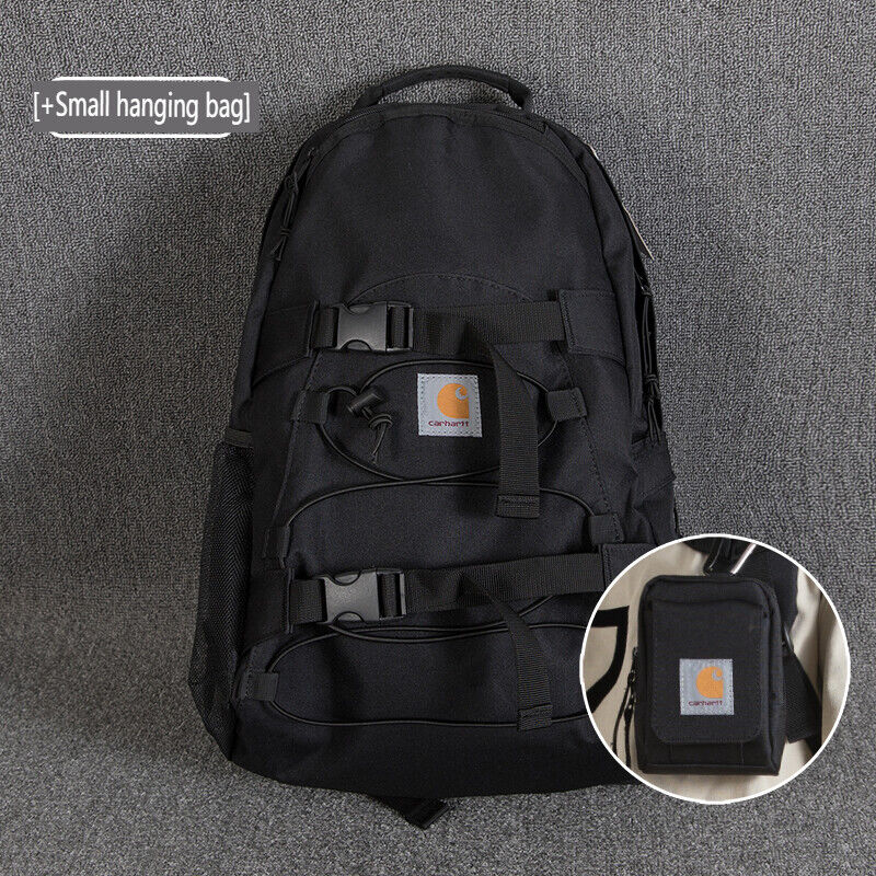 Carhartt Streetwear Backpack Canvas Casual Student School Travel Laptop Gym Bag - With Small hanging Bag