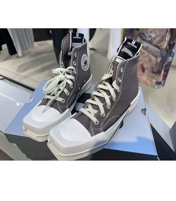 RickOwen X Converse Round Square-Toe Casual Canvas Board Shoes Thick Sole Low-Cut Sneakers