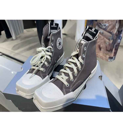RickOwen X Converse Round Square-Toe Casual Canvas Board Shoes Thick Sole Low-Cut Sneakers