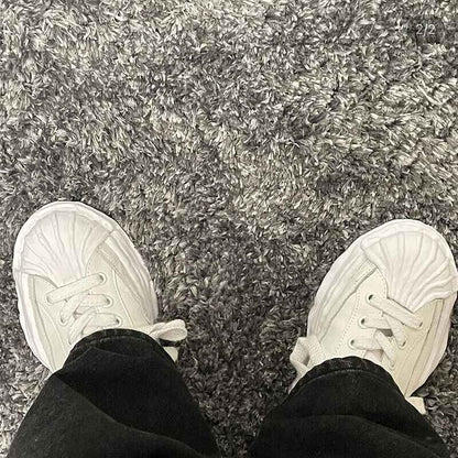 MMY Seashell-Toe Shoes Thick-Soled Unisex Dissolvable Sneakers/Distressed Canvas - Size avaliable 35~47