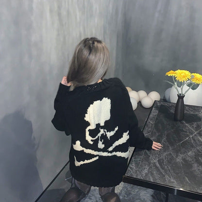 MMJ Mastermind Heavyweight Skull Horsehair Cardigan Sweater Wool Knitted