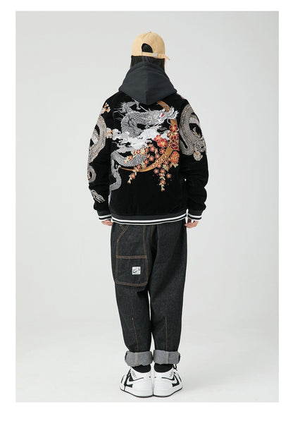 24SS NewYear Dragon Embroidered Heavyweight Dragon Streetwear/ Baseball Jacket
