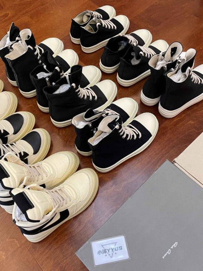 Correct Vers. Rick Owens Wax Surface Satin Sub-line Leather Shoes High/Low Cut
