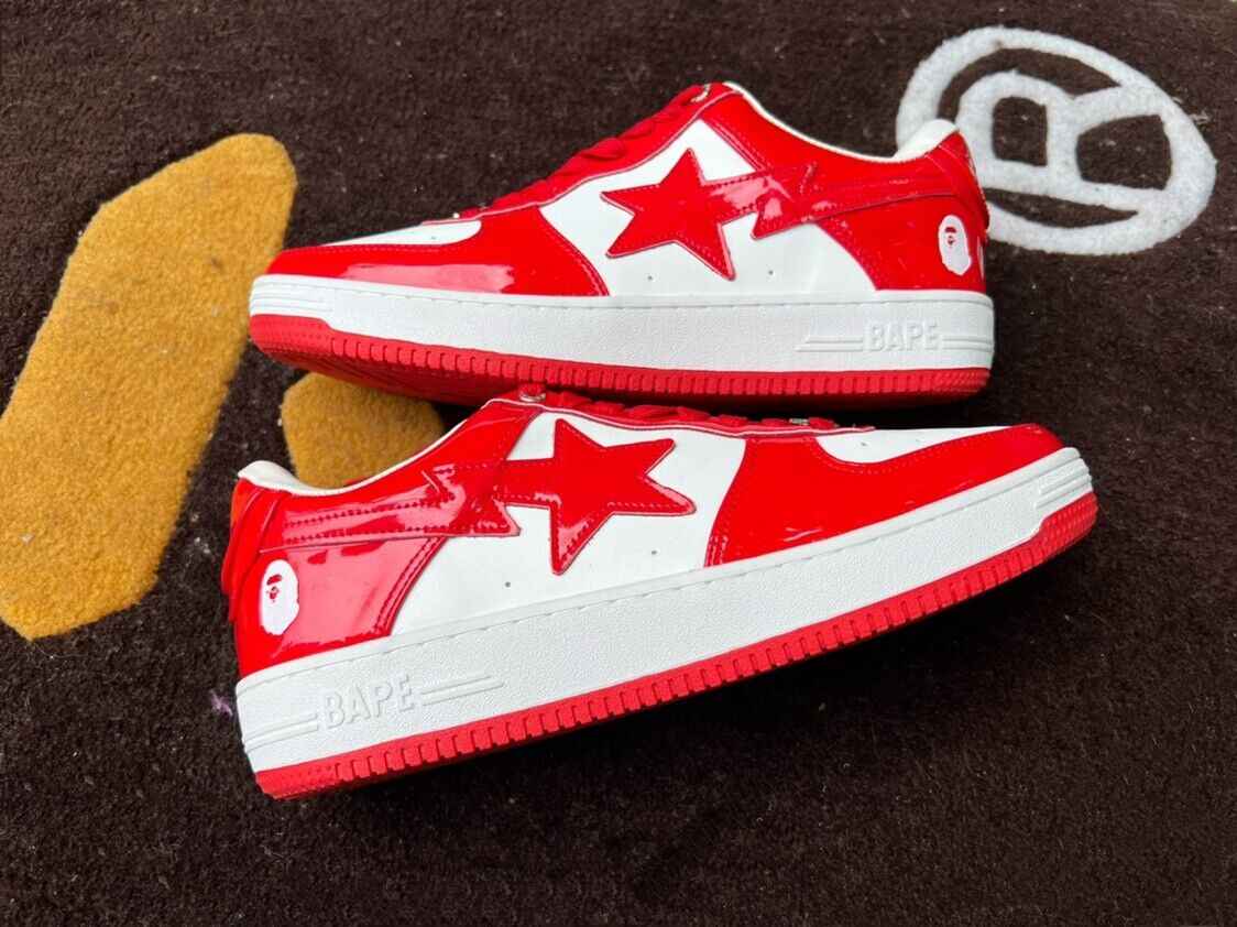BAPESTA G Ver Patent Leather Streetwear Sneakers Low-Top Casual Skateboard Shoes - Size avaliable 35~47