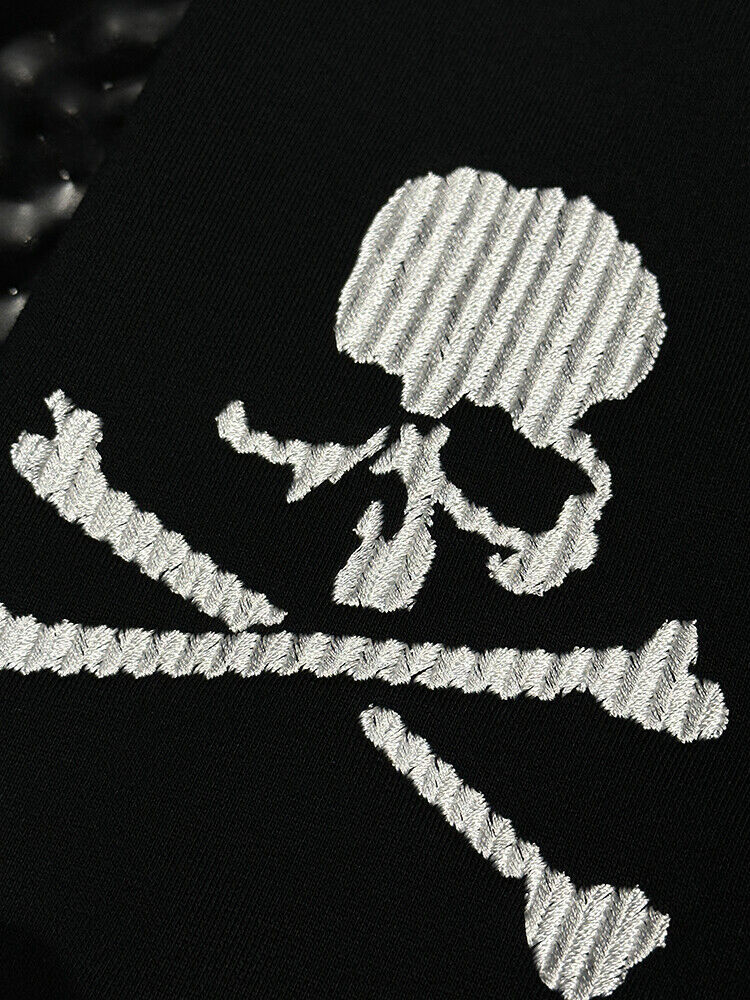 Mastermind Scalloped Edge 500g Heavyweight Hoodie - Wheat Ear Skull Embroidery - donclickin