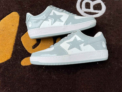 BAPESTA G Ver Patent Leather Streetwear Sneakers Low-Top Casual Skateboard Shoes - Size avaliable 35~47