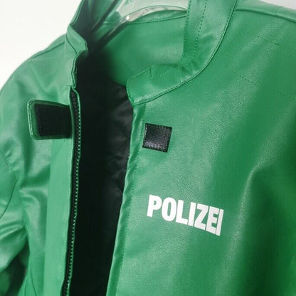 Vetements Motorcycle Leather Jacket Polizei Wild Man Biker Letter Print