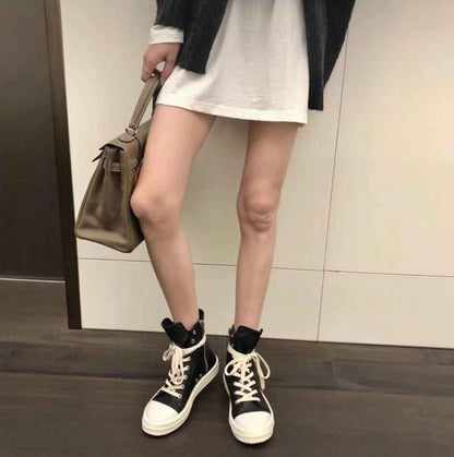 Correct Vers. Rick Owens Wax Surface Satin Sub-line Leather Shoes High/Low Cut