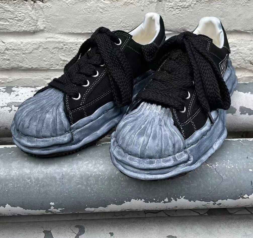 MMY Seashell-Toe Shoes Thick-Soled Unisex Dissolvable Sneakers/Distressed Canvas - Size avaliable 35~47