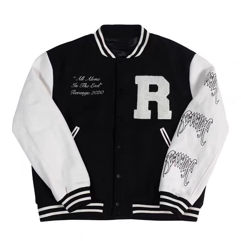 Revenge Jacket - Vintage Skull Embroidery Varsity  XL / Black