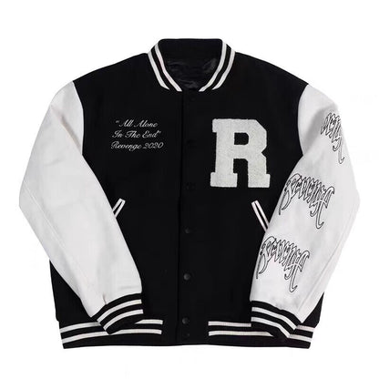 Revenge Jacket - Vintage Skull Embroidery Varsity  XL / Black