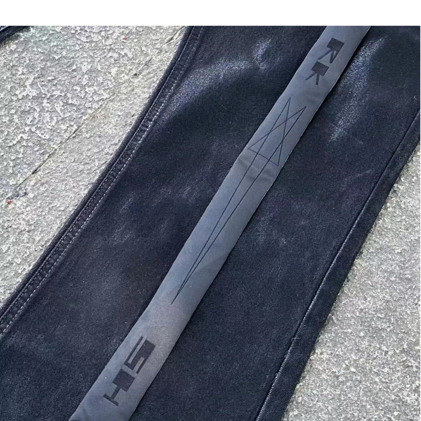 RO Rick Owen Wax-Coated Handcrafted Denim Jeans Slim Flare Stretch Leanfit Wokkvibe 91YI