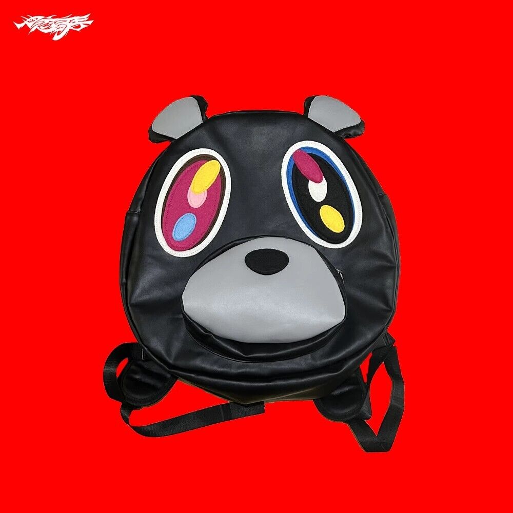 Online Love Master Original Dropout Bear Black PU Leather Backpack - Follow for more style