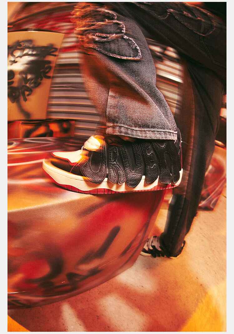 DICETINY × OLD ORDER Flame Patch Skate Shoes/Unisex Retro Thick-Soled Sneaker - Size avaliable 36~46