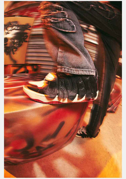 DICETINY × OLD ORDER Flame Patch Skate Shoes/Unisex Retro Thick-Soled Sneaker - Size avaliable 36~46
