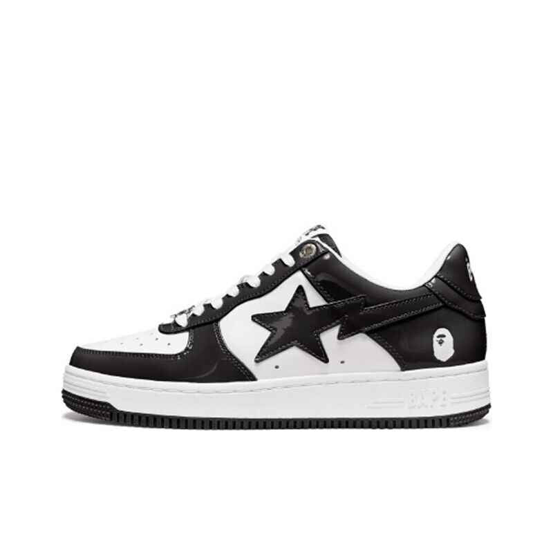 BAPESTA Classic Patent Leather Sneaker Low-Top Casual Skateboard Shoes