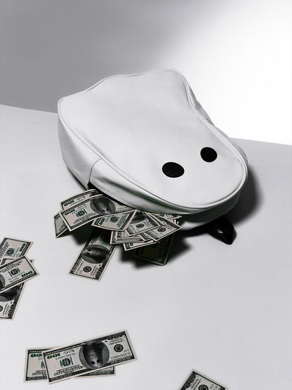 FAC Ghost Backpack /Imp Punk Street Halloween Leather Edition ’I am a ghost bag’ - White