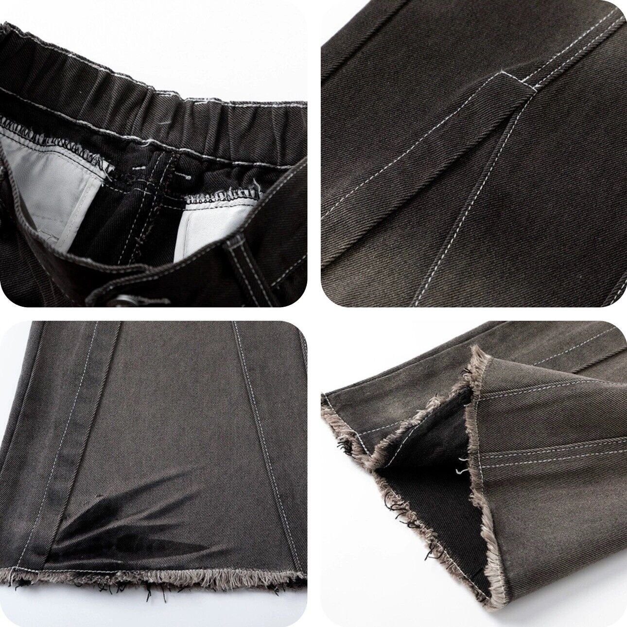 High Street RO Rick Owens Dirty Color Gradient Flare Jeans Distressed Retro Trousers - Size avaliable S ~ XXL