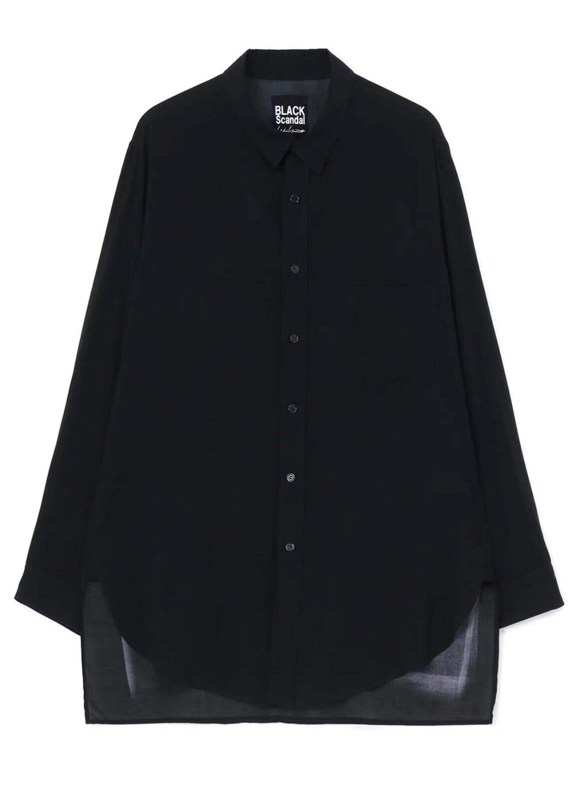 Yohji Yamamoto 23ss Asura Unisex Overlape Print Top Black Long Loose Shirt