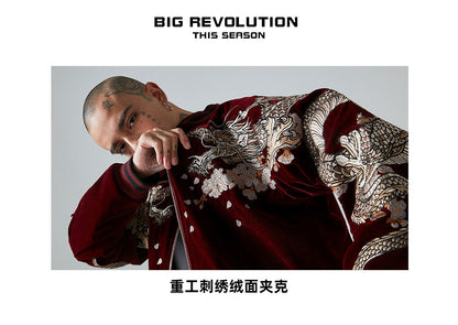 24SS NewYear Dragon Embroidered Heavyweight Dragon Streetwear/ Baseball Jacket