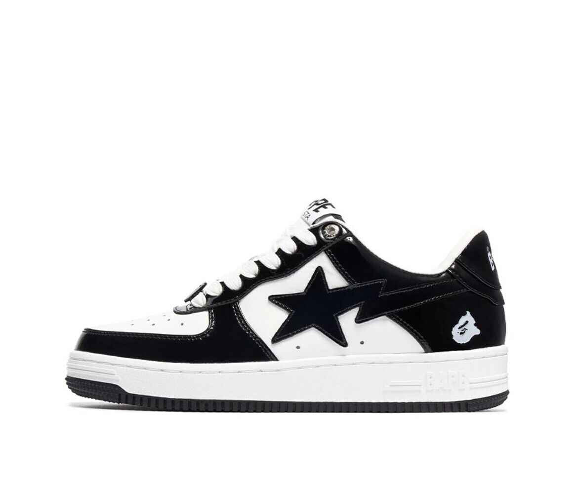 BAPESTA G Ver Patent Leather Streetwear Sneakers Low-Top Casual Skateboard Shoes - Size avaliable 35~47