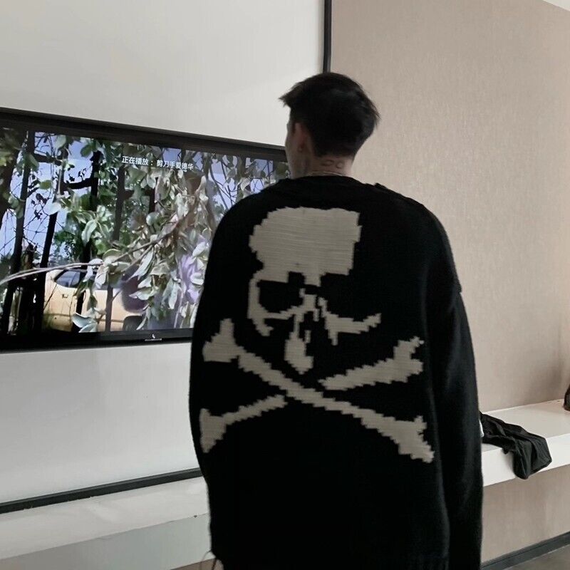 MMJ Mastermind Heavyweight Skull Horsehair Cardigan Sweater Wool Knitted