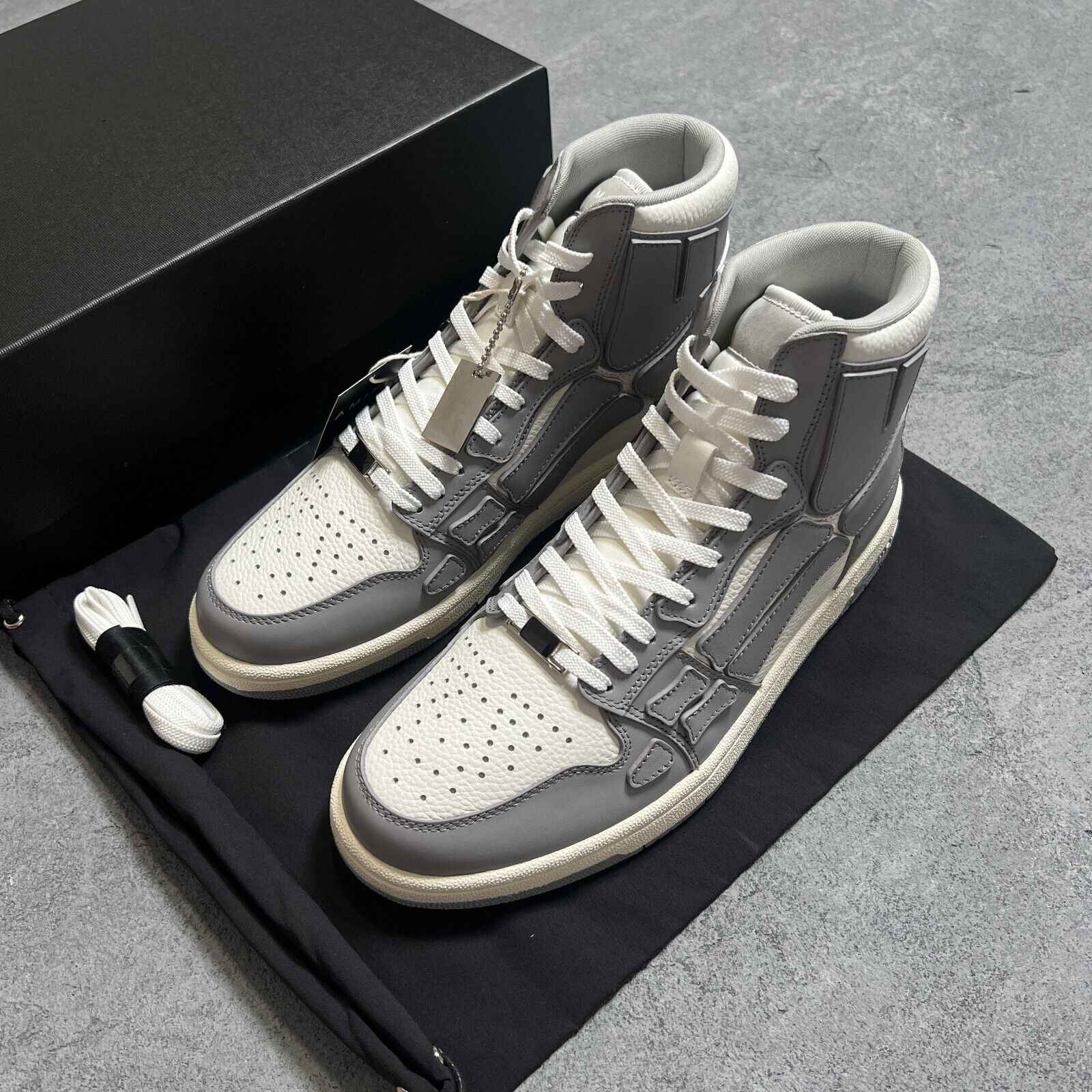 2023SS Bone Shoes Lychee Grain Top Layer Cowhide High-top Leisure Board Shoes