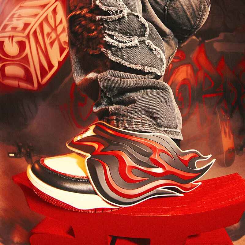 DICETINY × OLD ORDER Flame Patch Skate Shoes/Unisex Retro Thick-Soled Sneaker - Size avaliable 36~46