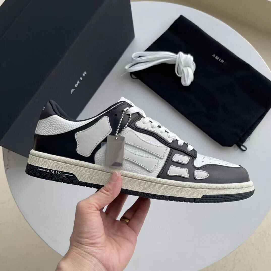 2023SS Bone Shoes Lychee Grain Top Layer Cowhide High-top Leisure Board Shoes