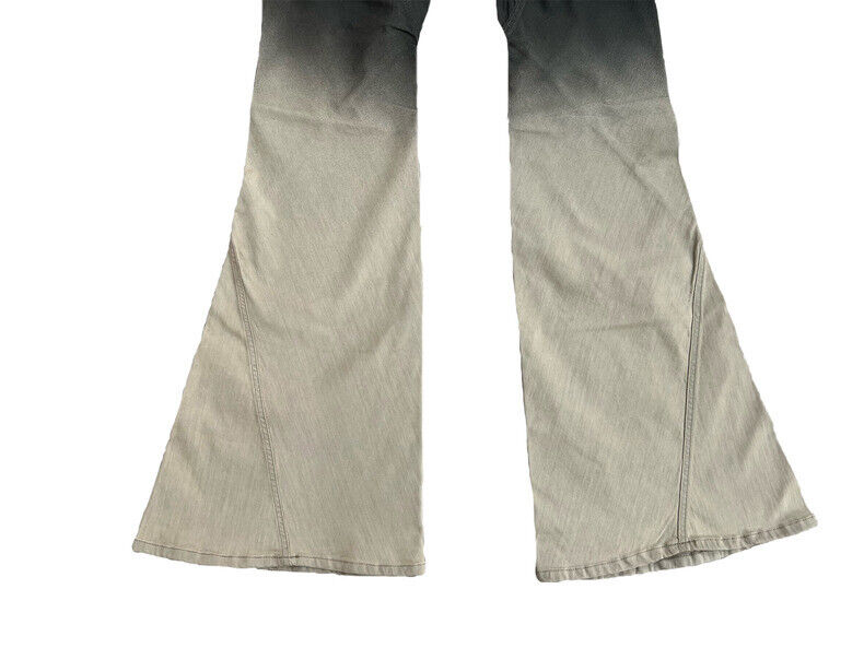 RO Gradient Flared Stacked Jeans - Rick Owen Mud Wash Darkwear Denim - donclickin